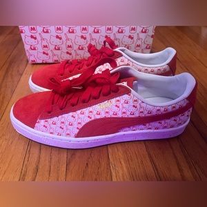 Hello Kitty Puma suede red and white womans 9